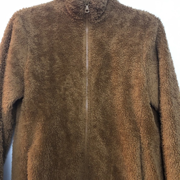 UNIQLO Youth TEDDY Jacket  Mock Neck Brown Size Small - Picture 11 of 11